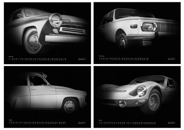 A2 Wandkalender mit Motiv von Wartburg black / white A2K3